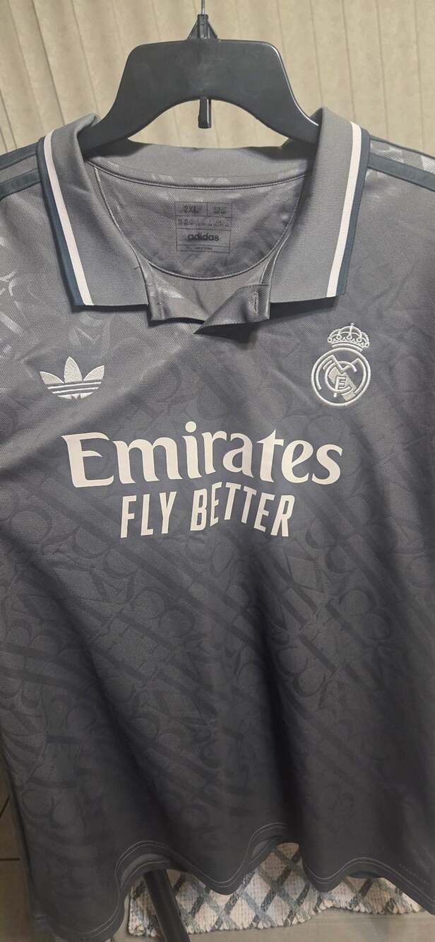 Adidas Real Madrid Jersey Size 2XL Grey Emirates Fly Better Polo